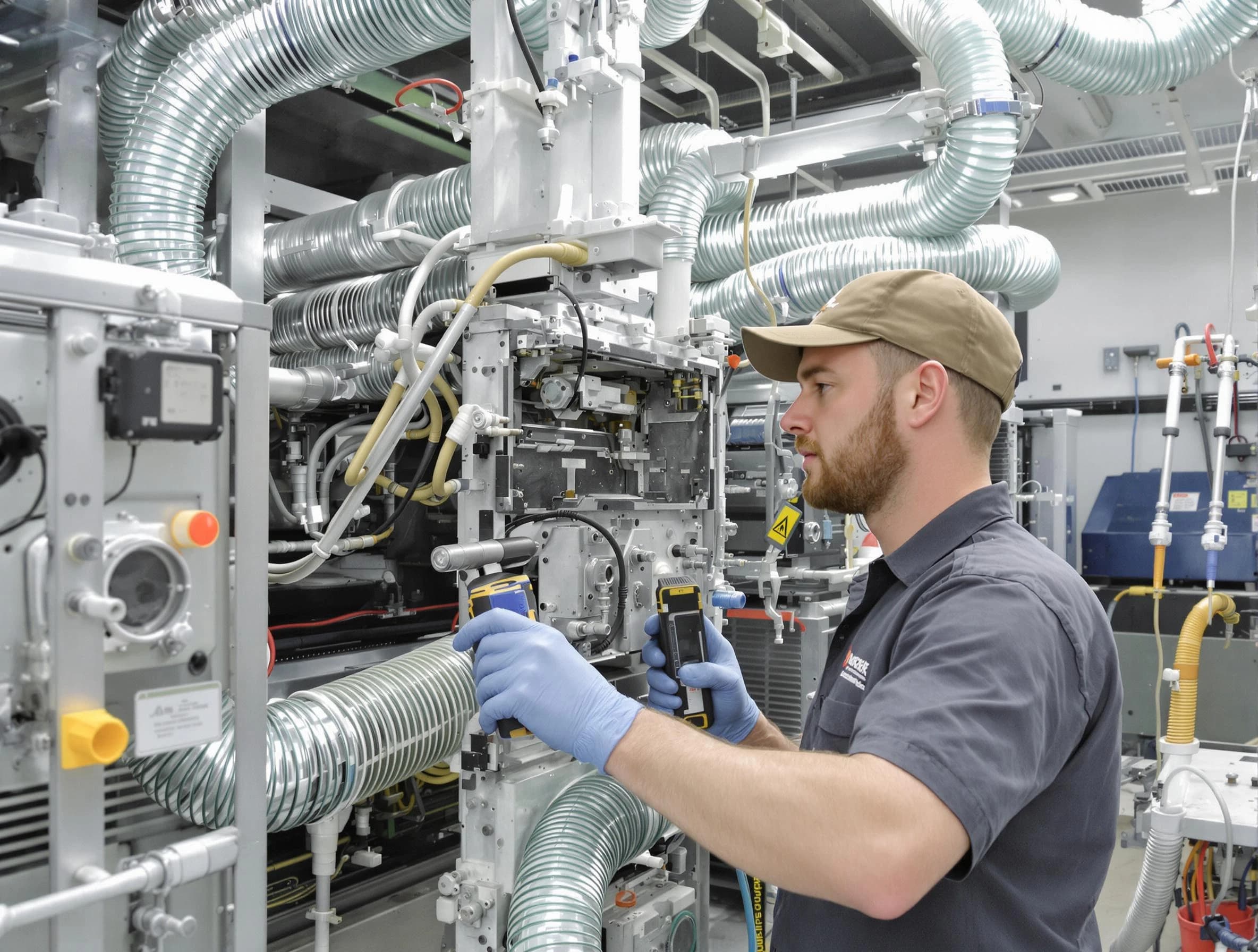 Centerville Air Duct Cleaning technician performing precision commercial coil cleaning at a business facility in Centerville