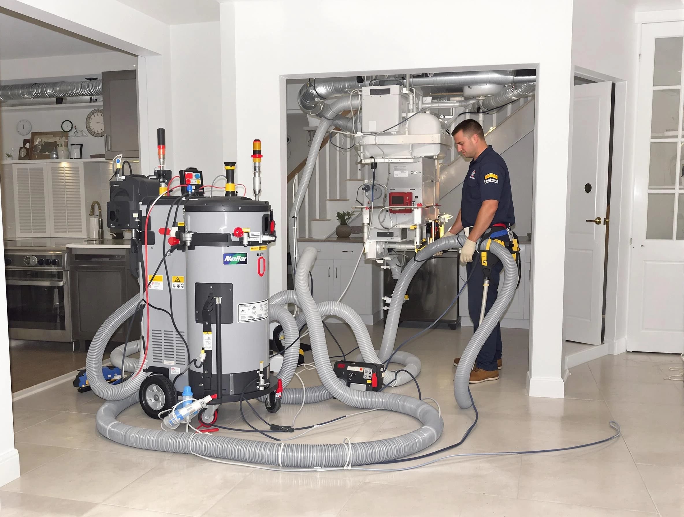 Centerville Air Duct Cleaning technician operating negative pressure cleaning equipment for thorough duct maintenance in Centerville