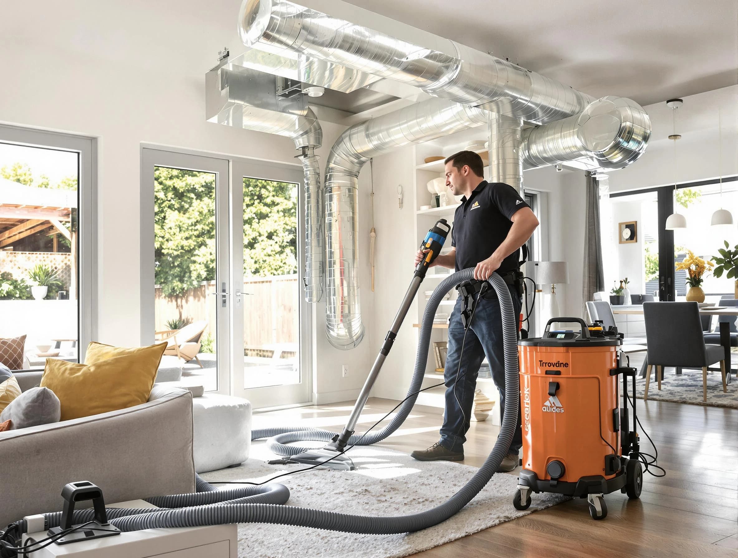 Centerville Air Duct Cleaning specialist performing thorough residential duct cleaning using advanced equipment in Centerville