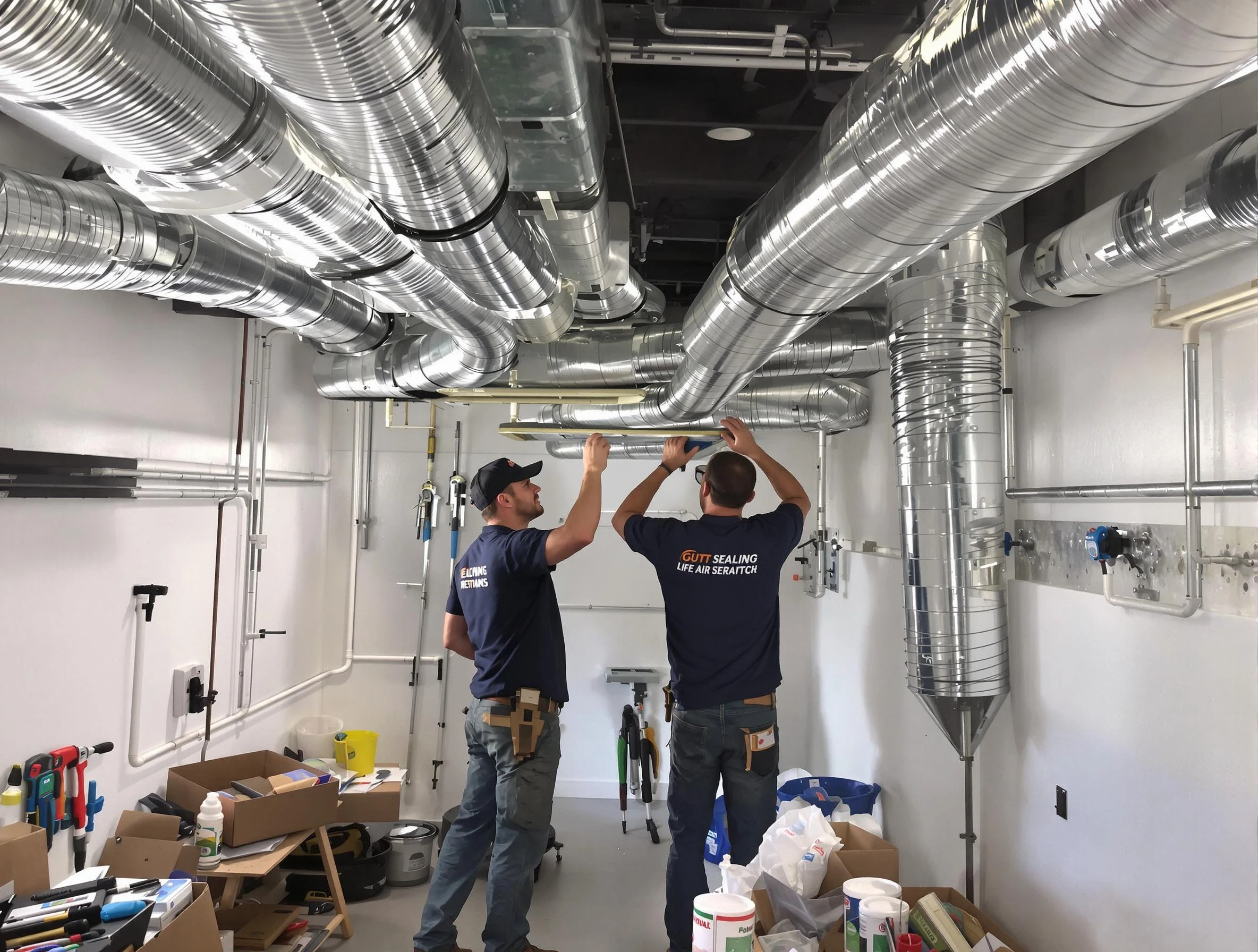Centerville Air Duct Cleaning technician applying professional duct sealing solutions in Centerville