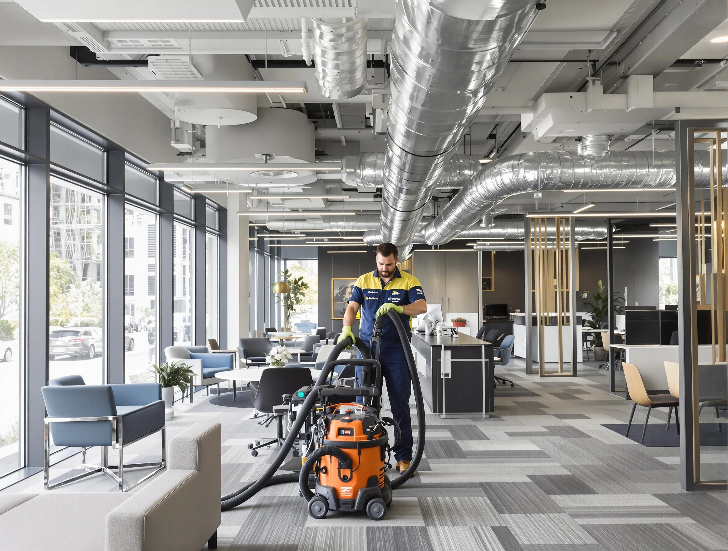 Centerville Air Duct Cleaning team performing thorough commercial duct cleaning at a Centerville business center